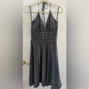 Alyn Paige Black & White Striped Halter Dress